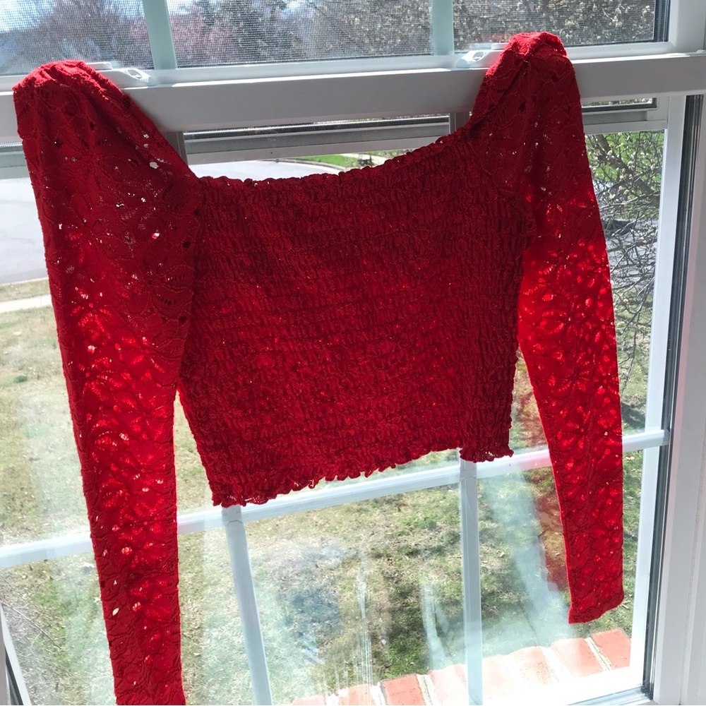 Francesca’s Red Lace Crop Top